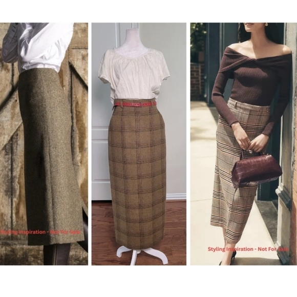 VTG Classic 100% Wool Tweed Long Skirt Tartan Plaid Long Sz 4 Preppy Academia - Picture 1 of 16